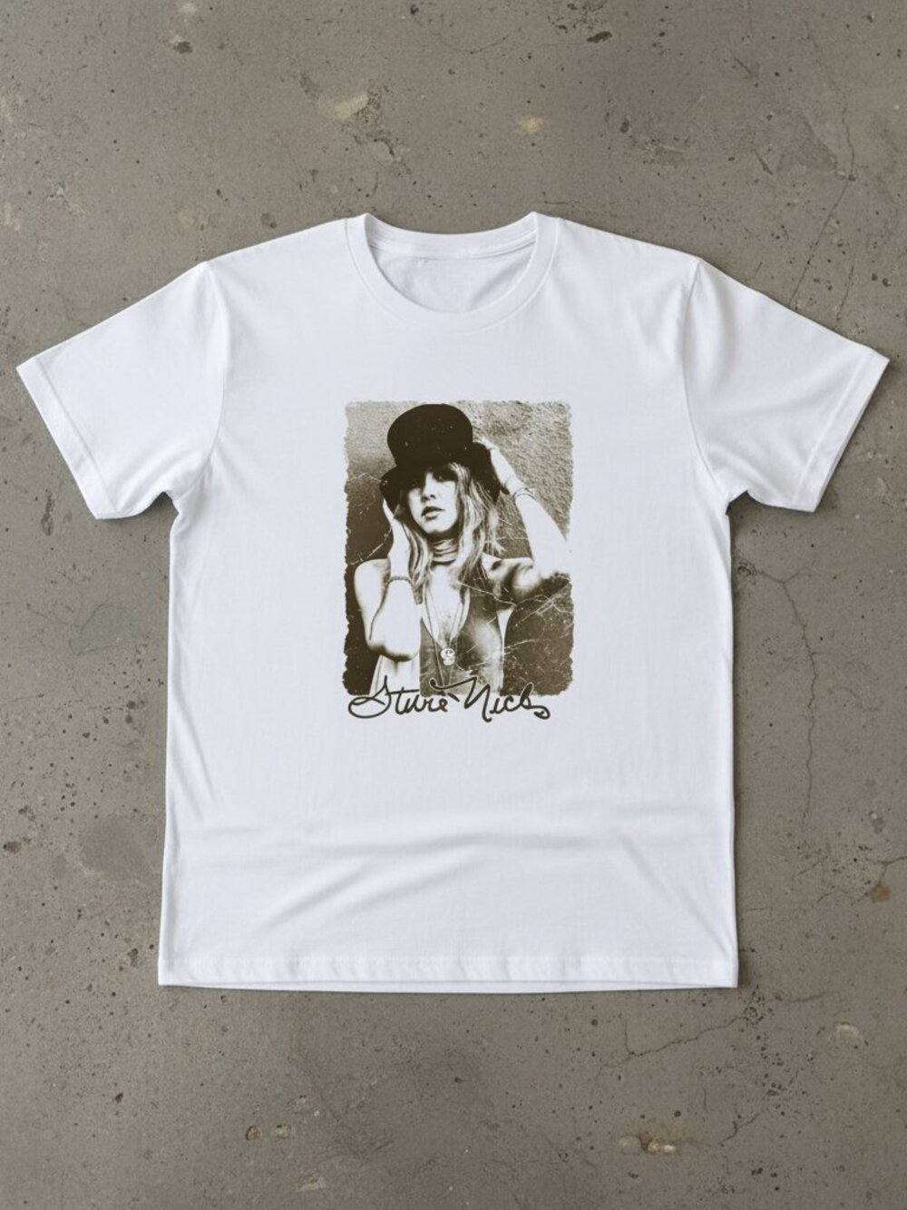 Stevie Nicks Vintage Graphic T-Shirt – Retro Rock Band Tee, Boho Aesthetic White